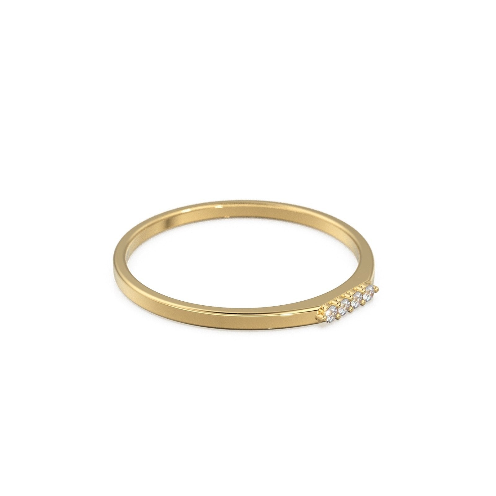 14K Gold 4 Stone Promise Ring / Diamond Ring / Minimalist Diamond Ring / Promise Ring / Stackable Ring