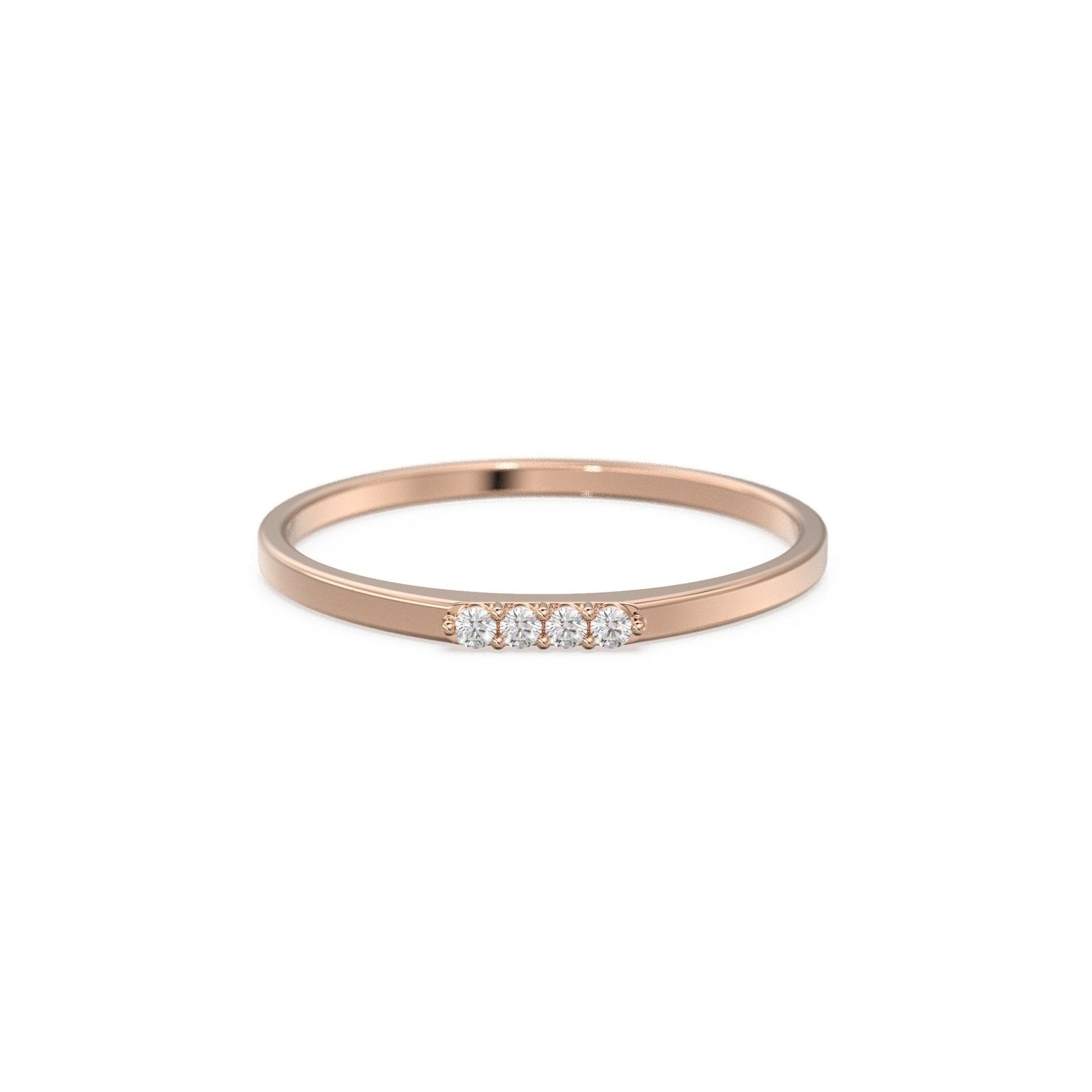 14K Gold 4 Stone Promise Ring / Diamond Ring / Minimalist Diamond Ring / Promise Ring / Stackable Ring