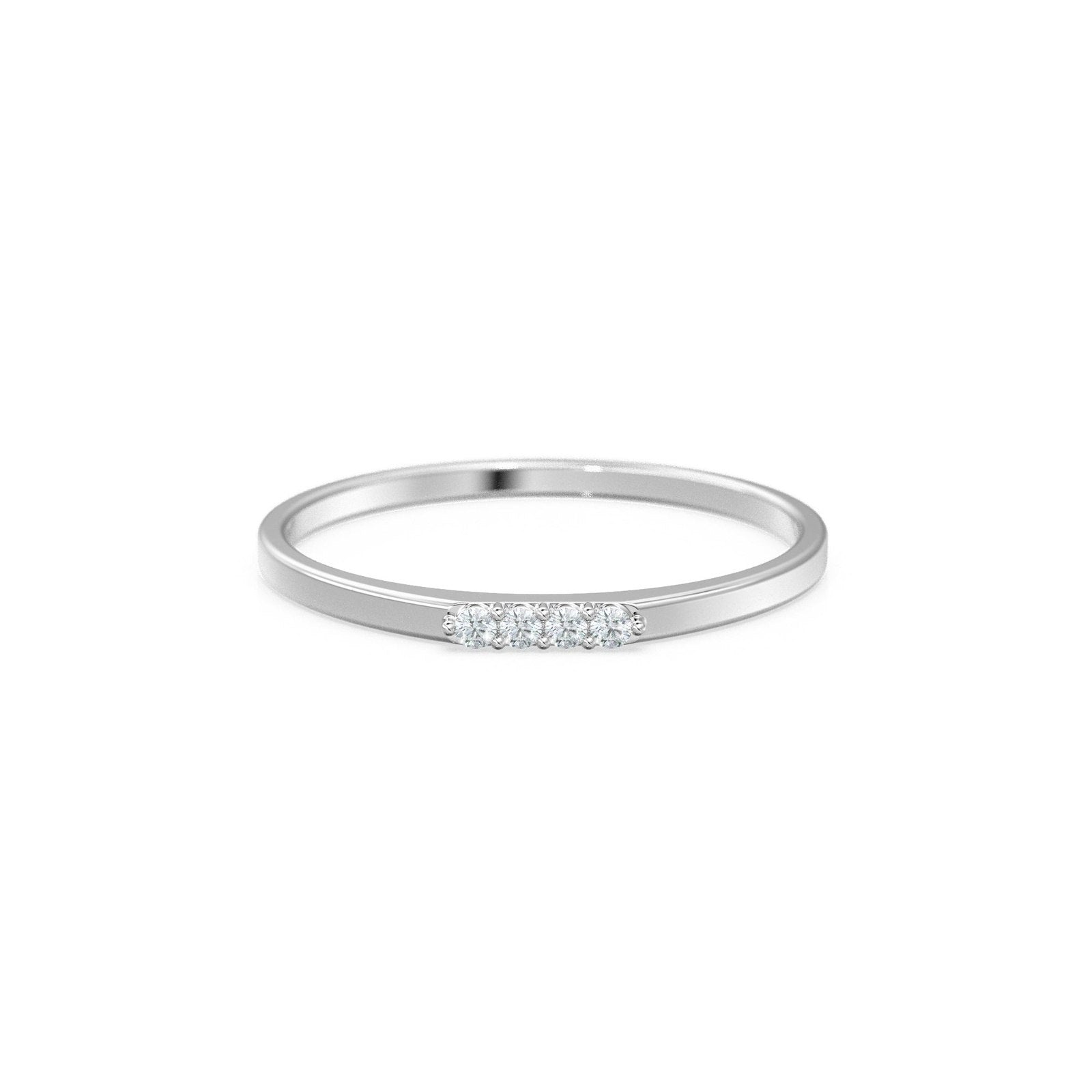 14K Gold 4 Stone Promise Ring / Diamond Ring / Minimalist Diamond Ring / Promise Ring / Stackable Ring