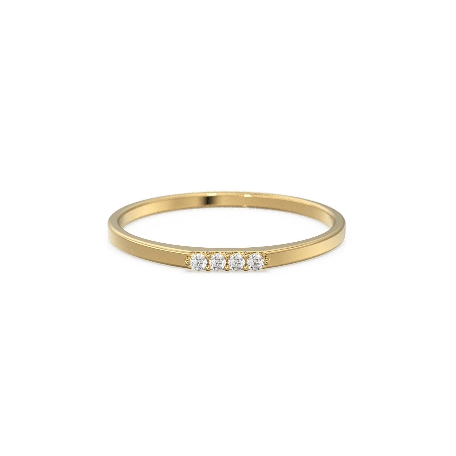 14K Gold 4 Stone Promise Ring / Diamond Ring / Minimalist Diamond Ring / Promise Ring / Stackable Ring