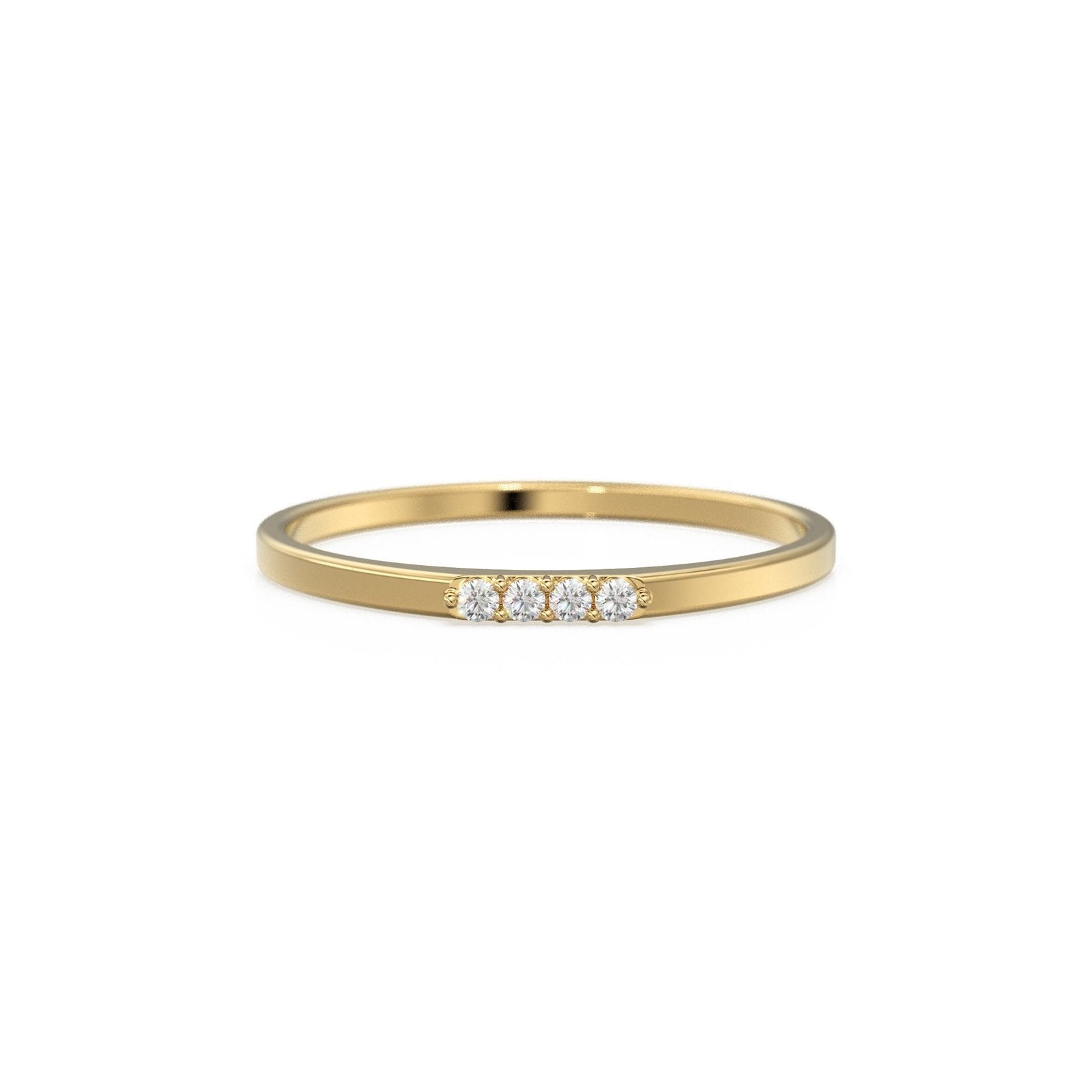14K Gold 4 Stone Promise Ring / Diamond Ring / Minimalist Diamond Ring / Promise Ring / Stackable Ring