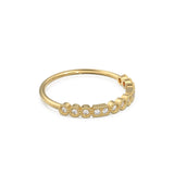 Milgrain Half Eternity Diamond Ring / 14k Gold Baguette & Round Diamond Milgrain Bezel Half Eternity Ring / Diamond Stacking Ring / Diamond Wedding Band