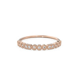 Milgrain Half Eternity Diamond Ring / 14k Gold Baguette & Round Diamond Milgrain Bezel Half Eternity Ring / Diamond Stacking Ring / Diamond Wedding Band