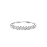Milgrain Half Eternity Diamond Ring / 14k Gold Baguette & Round Diamond Milgrain Bezel Half Eternity Ring / Diamond Stacking Ring / Diamond Wedding Band