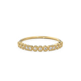 Milgrain Half Eternity Diamond Ring / 14k Gold Baguette & Round Diamond Milgrain Bezel Half Eternity Ring / Diamond Stacking Ring / Diamond Wedding Band