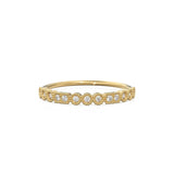 Milgrain Half Eternity Diamond Ring / 14k Gold Baguette & Round Diamond Milgrain Bezel Half Eternity Ring / Diamond Stacking Ring / Diamond Wedding Band