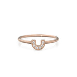 14k Horseshoe Ring with Round Cut White Diamonds / Handmade Stackable Good Luck Round Diamond Ring/ Graduation Gift