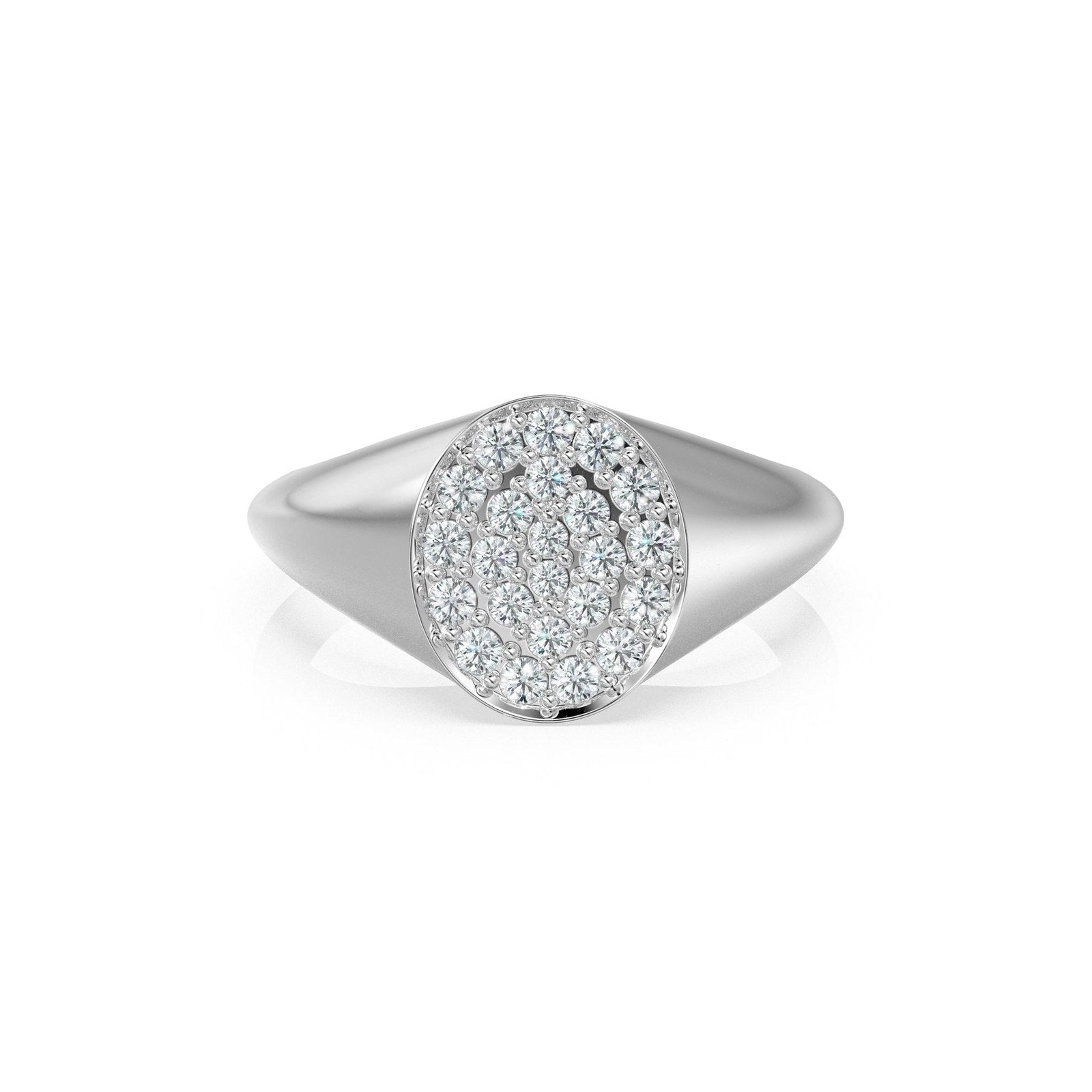 14k Gold Diamond Signet Ring / Micro Pave Diamond Pinky Ring in 14k Gold / Gold Ring / Pave Pinky Disc Ring / Gift for Mom, Birthday Gift