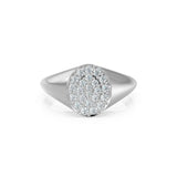 14k Gold Diamond Signet Ring / Micro Pave Diamond Pinky Ring in 14k Gold / Gold Ring / Pave Pinky Disc Ring / Gift for Mom, Birthday Gift