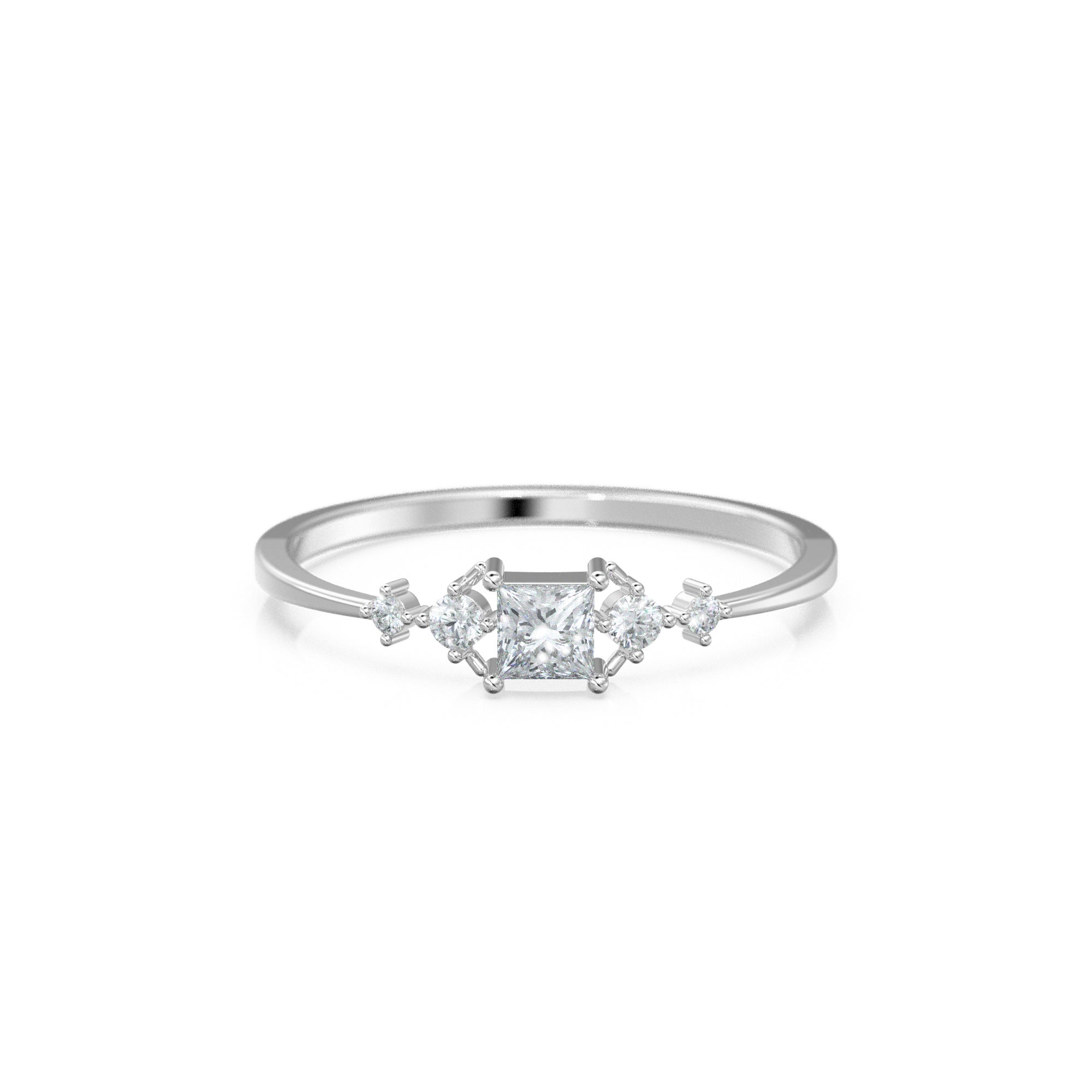 Princess Cut Diamond Wedding Band / 14k Gold Princess Cut and Round Diamond Women's Wedding Ring Available in Rose Gold White Gold