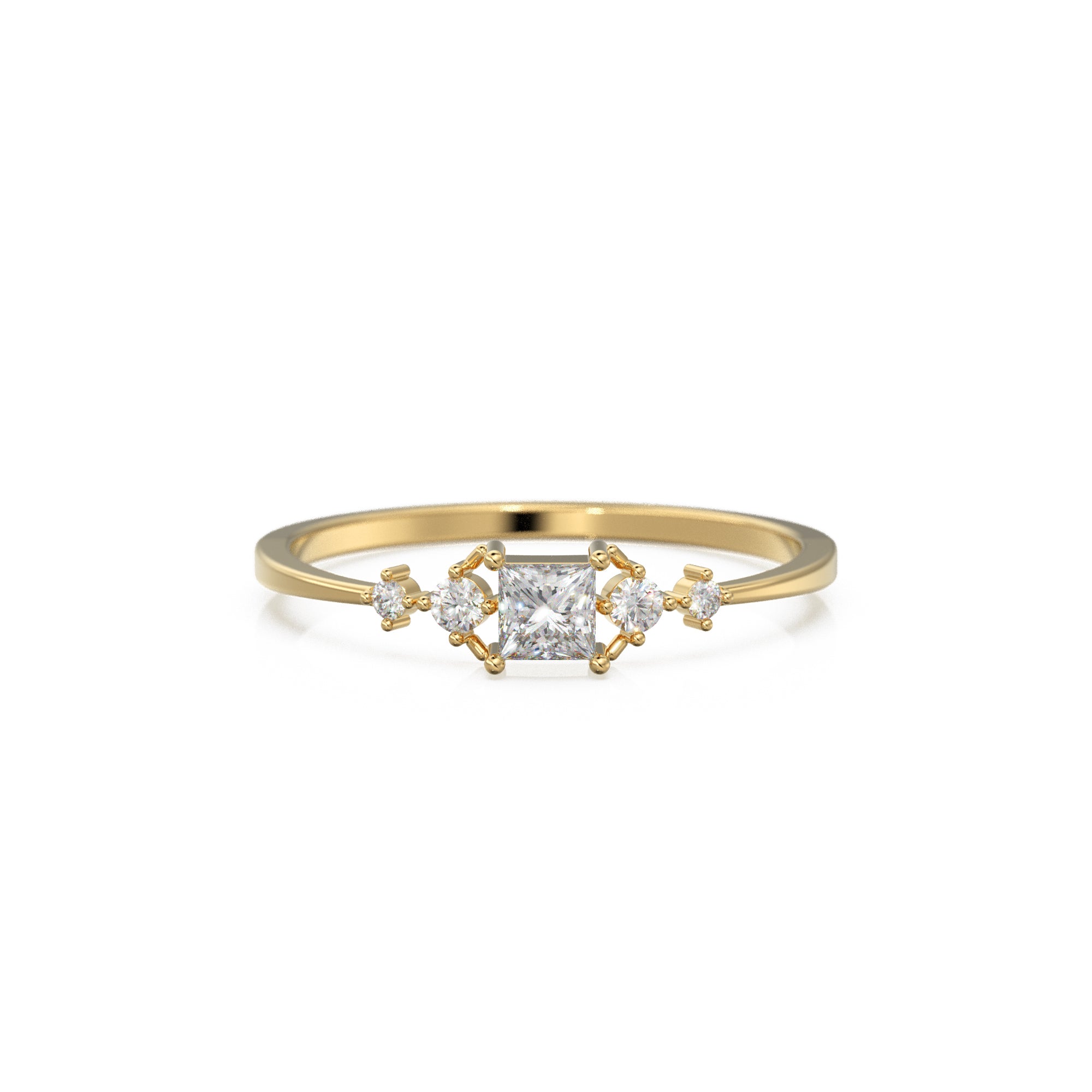 Princess Cut Diamond Wedding Band / 14k Gold Princess Cut and Round Diamond Women's Wedding Ring Available in Rose Gold White Gold