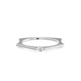 2.5mm Diamond Geomtric Diamond Ring / Solitaire Gold Wedding Band / Minimalist Dainty Engagement Ring / Lightweight Gold Ring