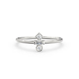 Baguette Diamond Ring / 14k Gold Baguette and Round Cut Diamond Ring / Minimalist Baguette Ring / Dainty Mix Diamond Ring