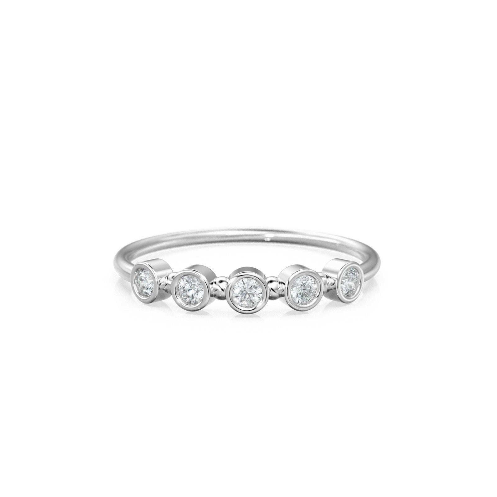 Bezel Set Diamond Band in 14k Gold / Bezel Set Diamond Ring / Simple Thin Gold Band White Diamond Ring / Diamond Bezel Set Wedding Band