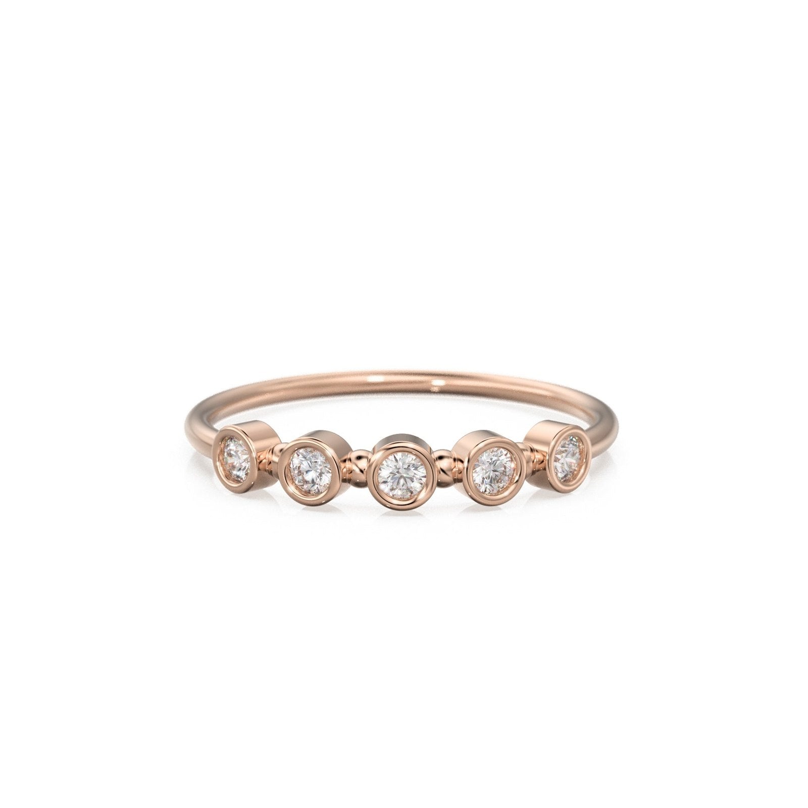 Bezel Set Diamond Band in 14k Gold / Bezel Set Diamond Ring / Simple Thin Gold Band White Diamond Ring / Diamond Bezel Set Wedding Band
