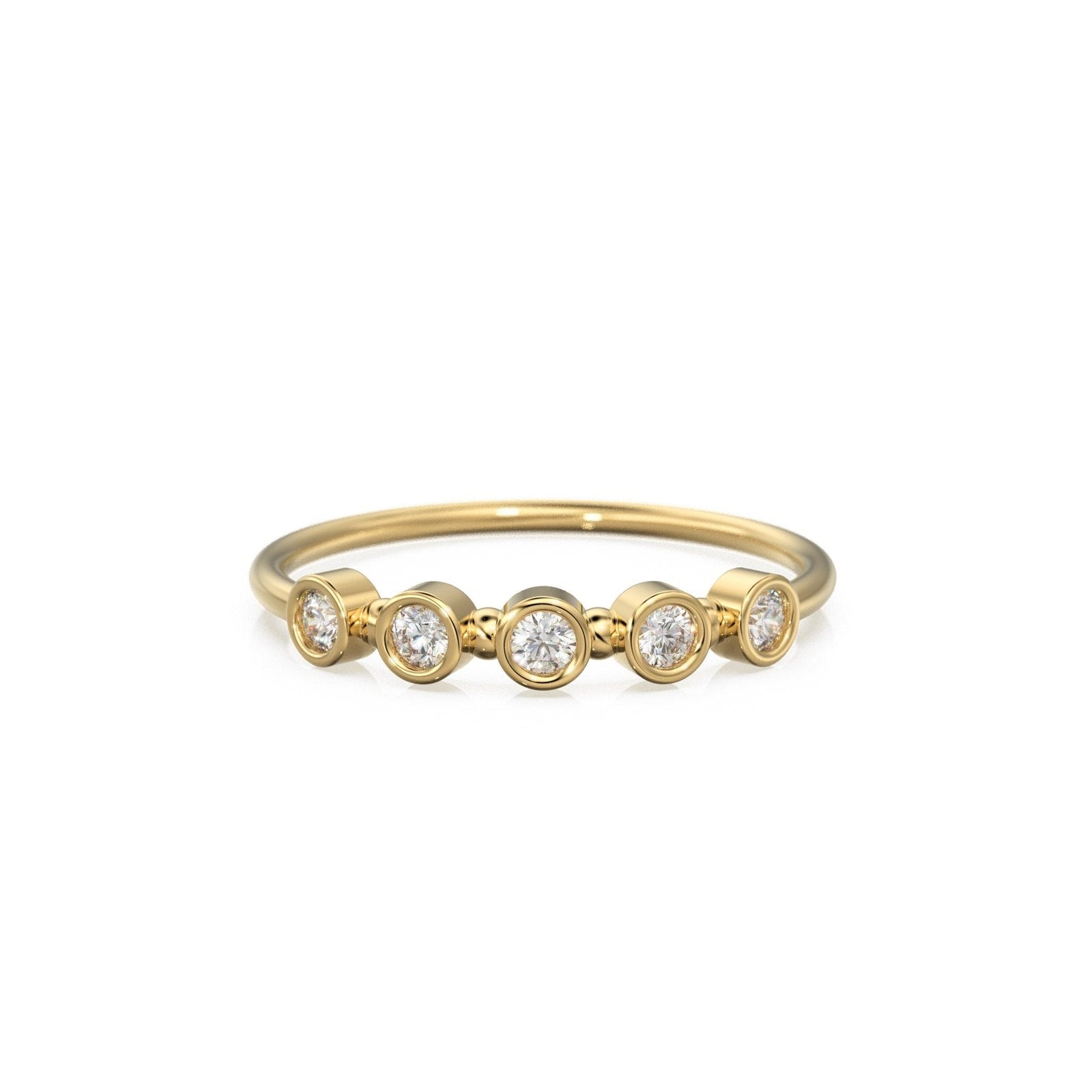 Bezel Set Diamond Band in 14k Gold / Bezel Set Diamond Ring / Simple Thin Gold Band White Diamond Ring / Diamond Bezel Set Wedding Band