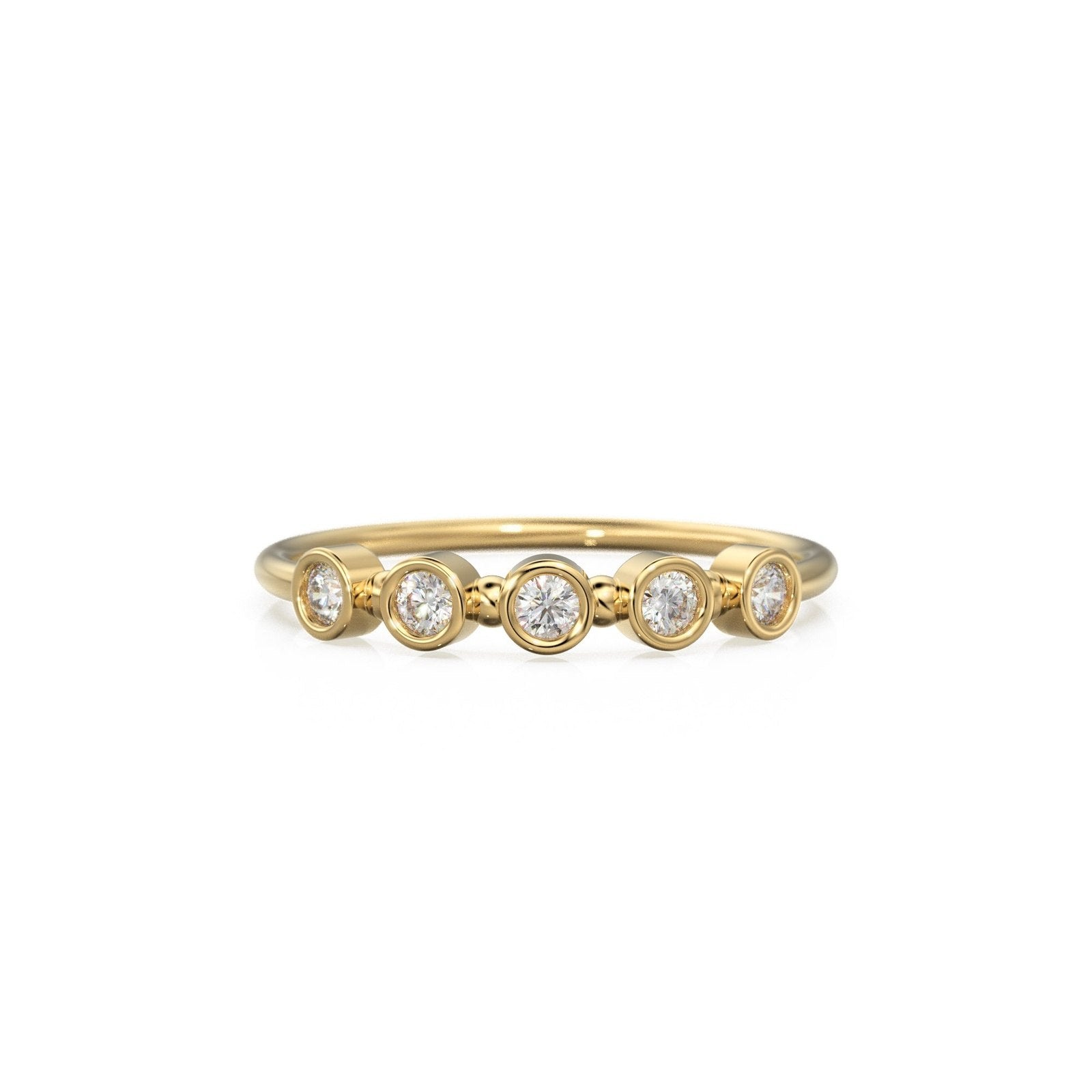 Bezel Set Diamond Band in 14k Gold / Bezel Set Diamond Ring / Simple Thin Gold Band White Diamond Ring / Diamond Bezel Set Wedding Band