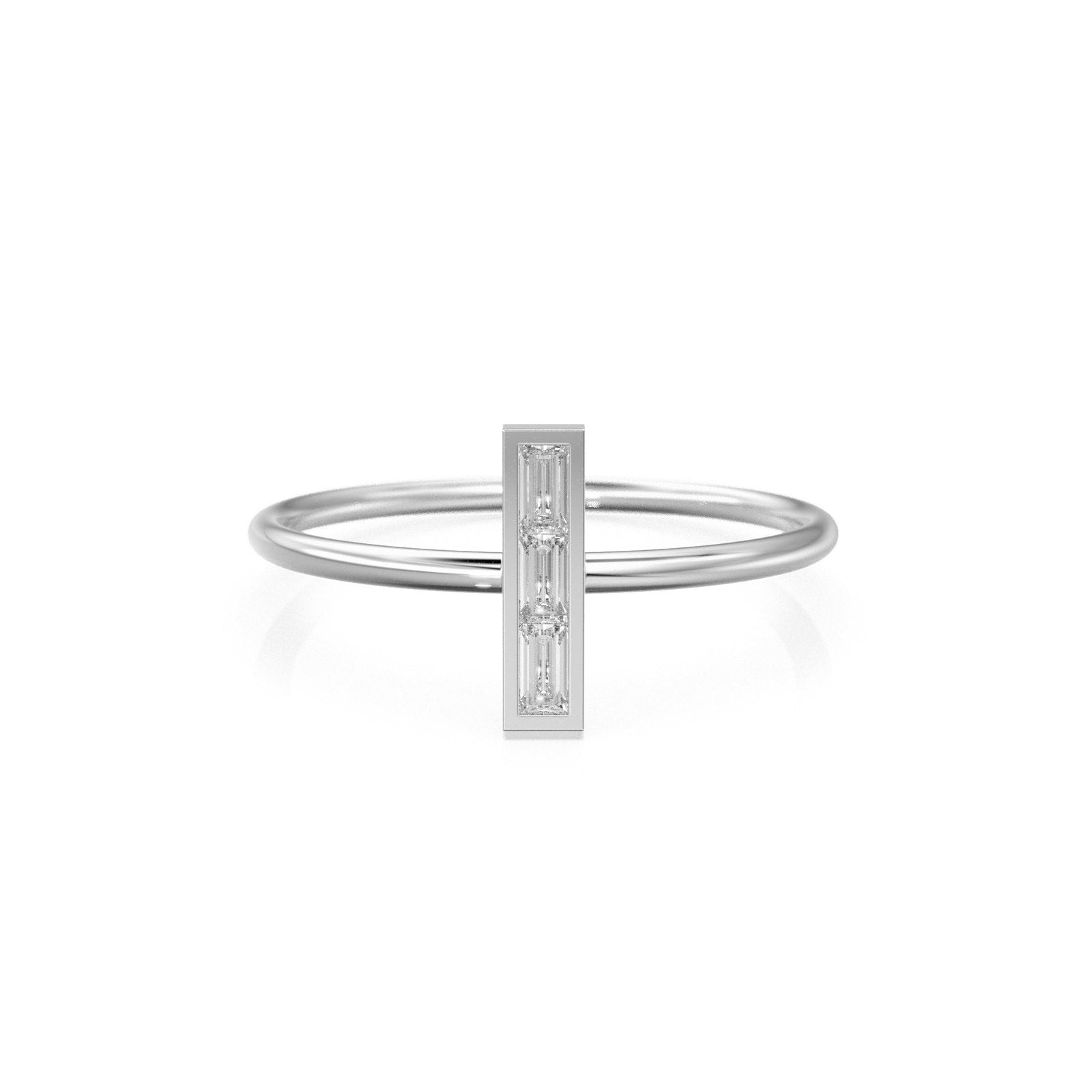 Baguette Diamond Band in 14k Gold / Bar Diamond Wedding Band / Baguette Cut Bar Gold Ring / Minimalist Channel Set Diamond Ring