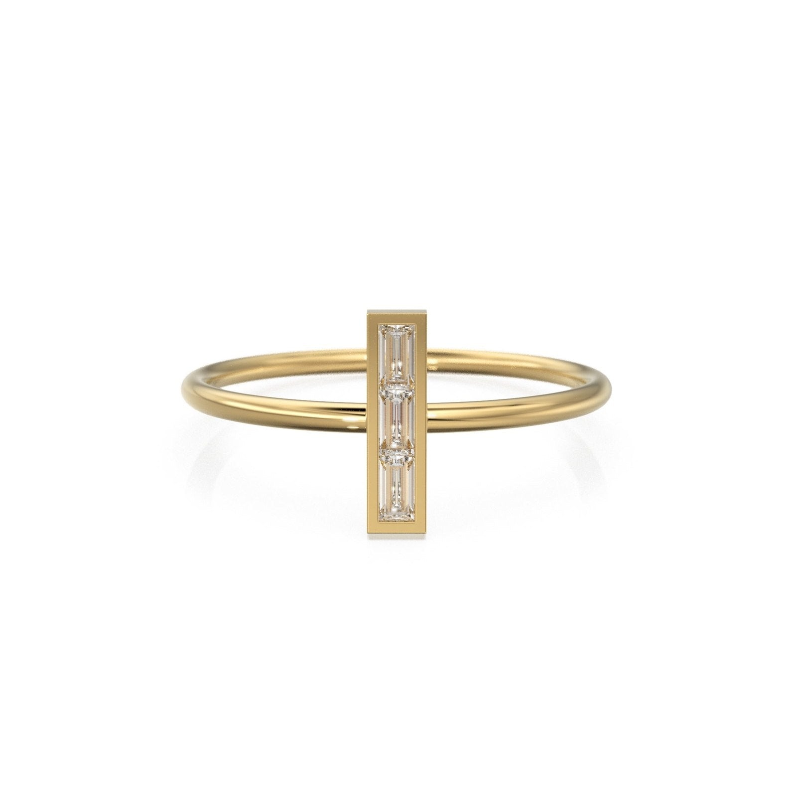 Baguette Diamond Band in 14k Gold / Bar Diamond Wedding Band / Baguette Cut Bar Gold Ring / Minimalist Channel Set Diamond Ring