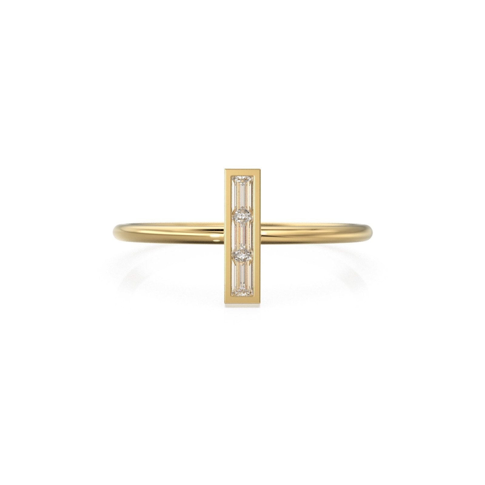 Baguette Diamond Band in 14k Gold / Bar Diamond Wedding Band / Baguette Cut Bar Gold Ring / Minimalist Channel Set Diamond Ring