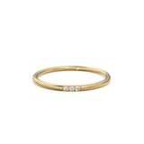 Three Stone Diamond in 14k Gold / Brilliant Diamond Ring / Gold Band White Diamond Ring / Trio Diamond Ring