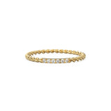 14k Gold Twisted Diamond Rope Wedding Band / Twisted Band Ring with Diamonds / Micro Pave Ring with Twisted Gold Band / Minimalist Stacking Ring