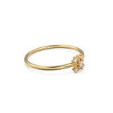 14k Gold Diamond Wedding Ring / Floral Gold Ring with Diamonds / Cluster Diamond Ring / Flower Solid Gold Ring