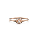 14k Gold Diamond Wedding Ring / Floral Gold Ring with Diamonds / Cluster Diamond Ring / Flower Solid Gold Ring