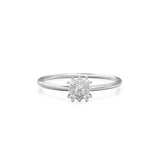 14k Gold Diamond Wedding Ring / Floral Gold Ring with Diamonds / Cluster Diamond Ring / Flower Solid Gold Ring