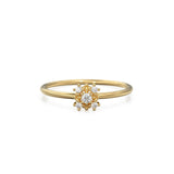14k Gold Diamond Wedding Ring / Floral Gold Ring with Diamonds / Cluster Diamond Ring / Flower Solid Gold Ring