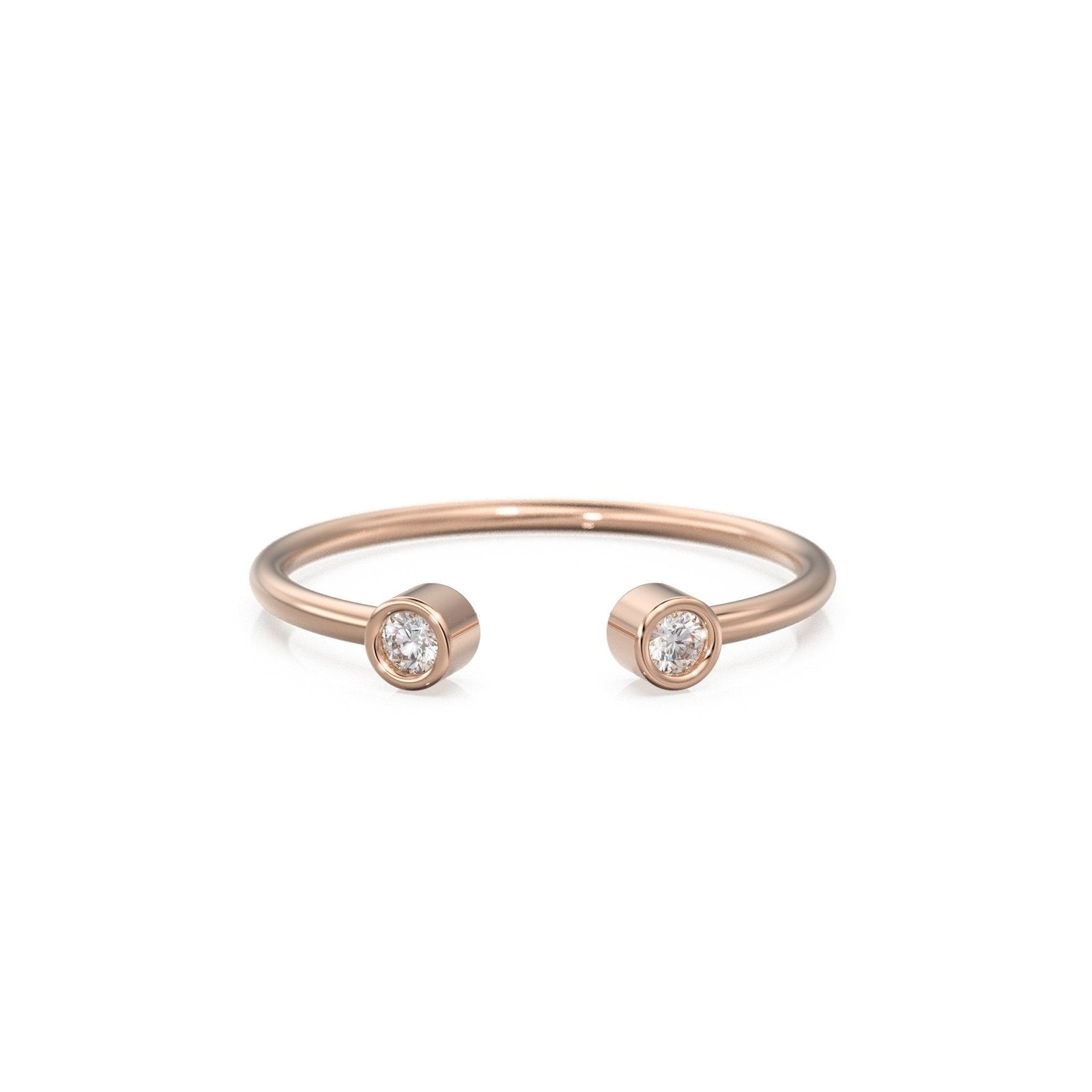 Dual Birthstone Ring / Open Diamond Ring / Two Birthstone Ring / Promise Ring / His and Hers Promise Ring / Birthday gift for her