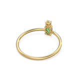 Emerald Ring / Emerald Engagement Ring in 14k Gold / Oval Cut Natural 2 Stone Emerald Diamond Ring / May Birthstone / Promise Ring