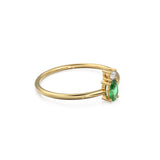 Emerald Ring / Emerald Engagement Ring in 14k Gold / Oval Cut Natural 2 Stone Emerald Diamond Ring / May Birthstone / Promise Ring