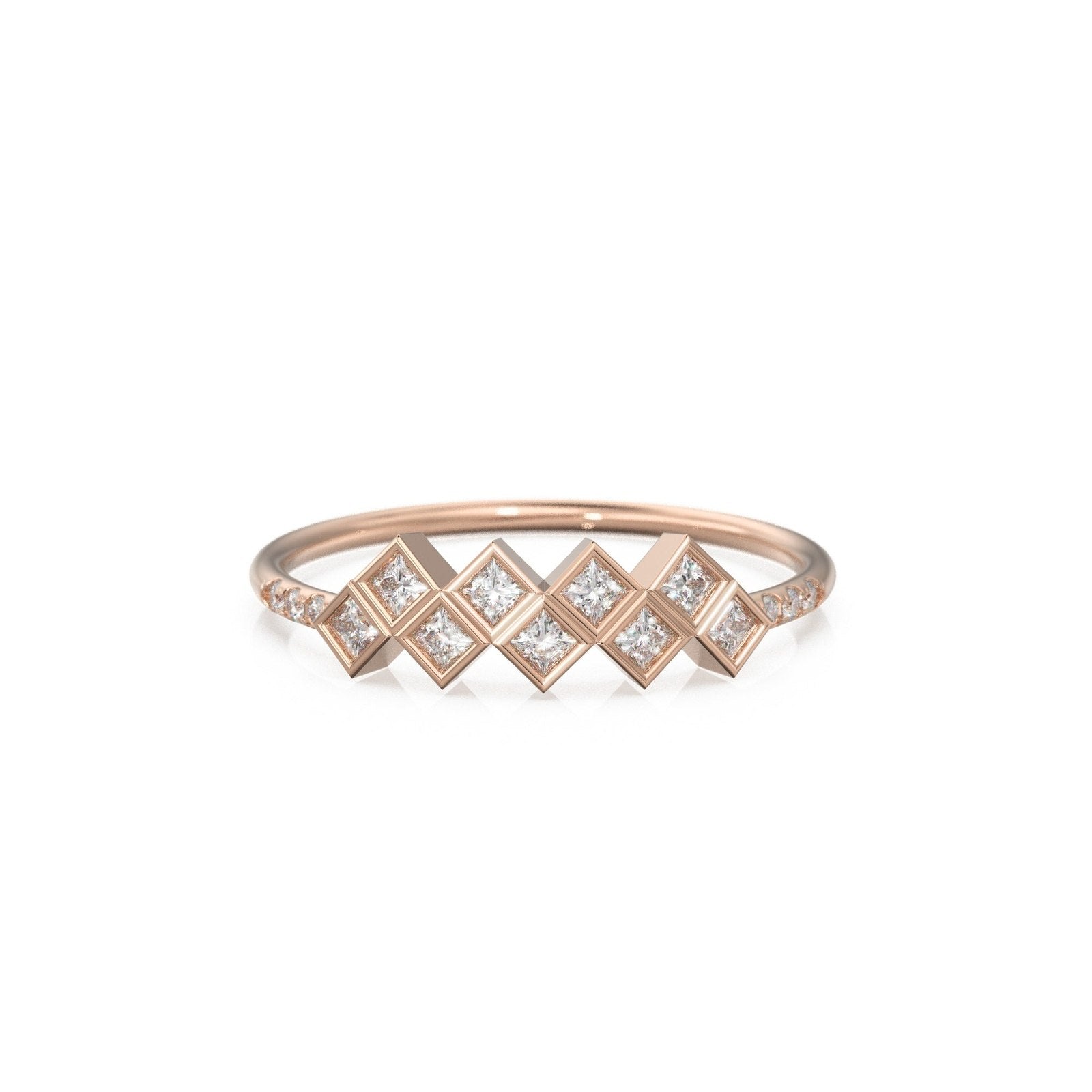 Princess Cut Diamond Ring / 14k Gold Princess Cut Diamond Wedding Ring / Princess Cut Anniversary Band