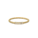 14k Gold Twisted Diamond Wedding Band / Twisted Band Ring with Diamonds / Micro Pave Ring with Twisted Gold Band / Minimalist Stacking Ring