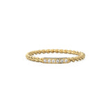 14k Gold Twisted Diamond Wedding Band / Twisted Band Ring with Diamonds / Micro Pave Ring with Twisted Gold Band / Minimalist Stacking Ring