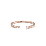 14k Gold Pave Diamond Open Cuff Diamond Ring / Open Design Stackable Ring / Minimal 3 Stone Dainty Stacking Diamond Ring