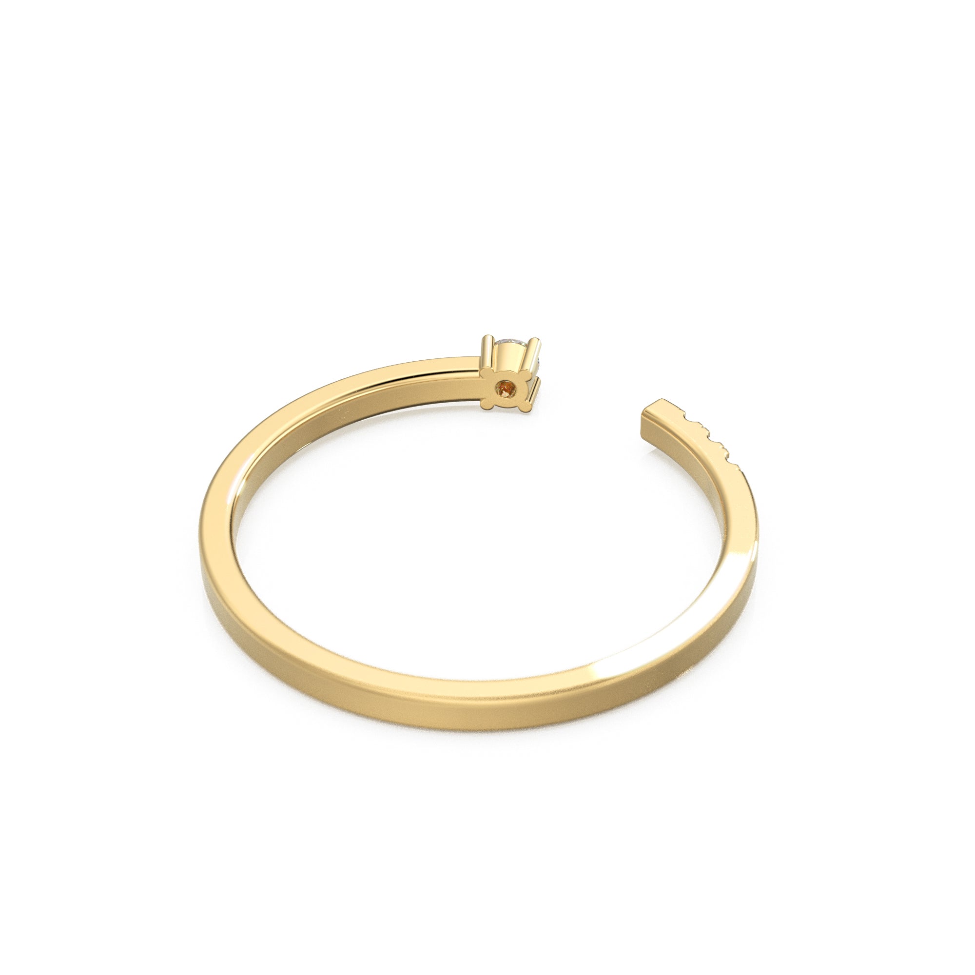 14k Gold Pave Diamond Open Cuff Diamond Ring / Open Design Stackable Ring / Minimal 3 Stone Dainty Stacking Diamond Ring