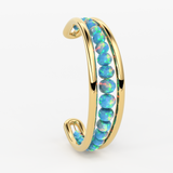 Opal Solid Gold Cuff Bracelet