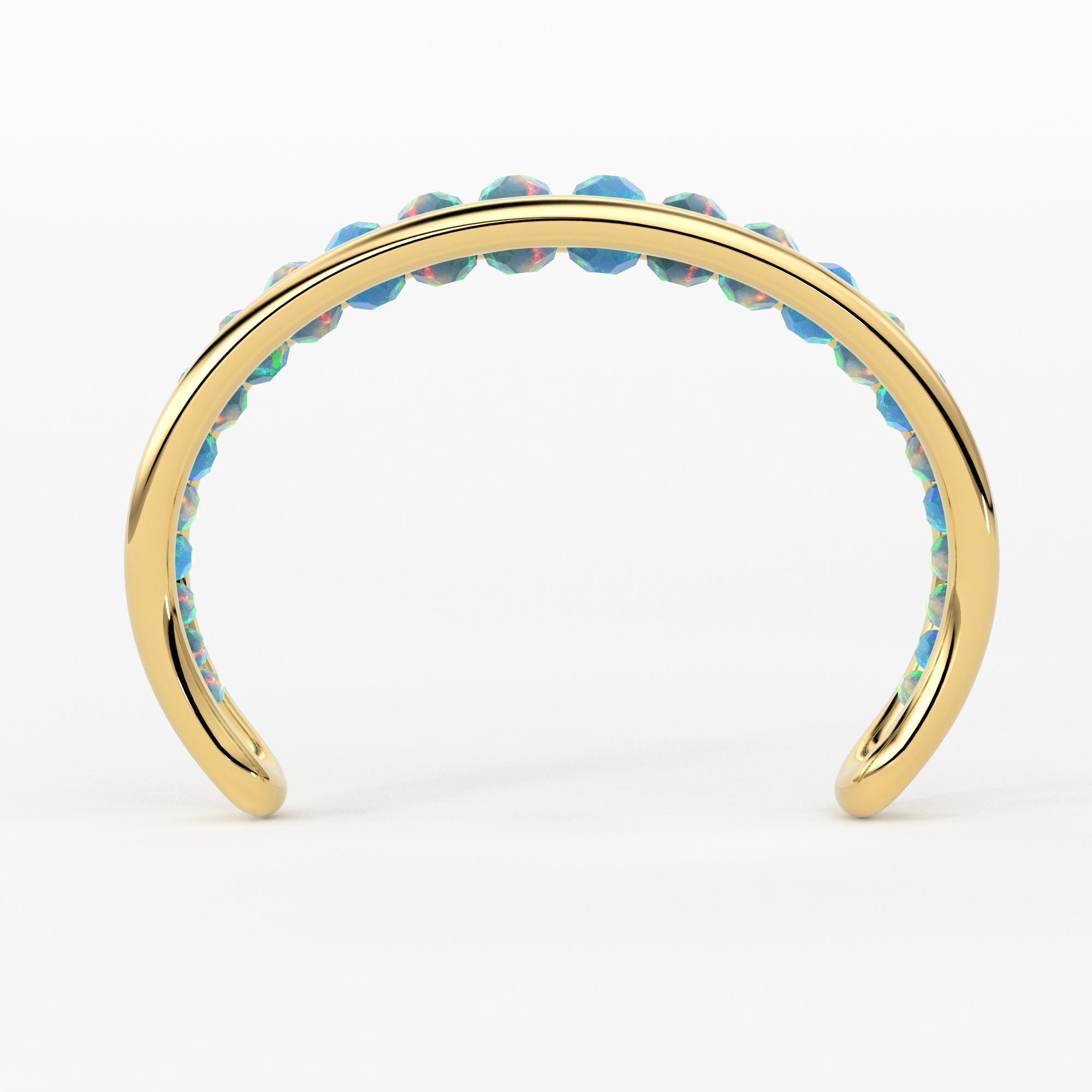 Opal Solid Gold Cuff Bracelet