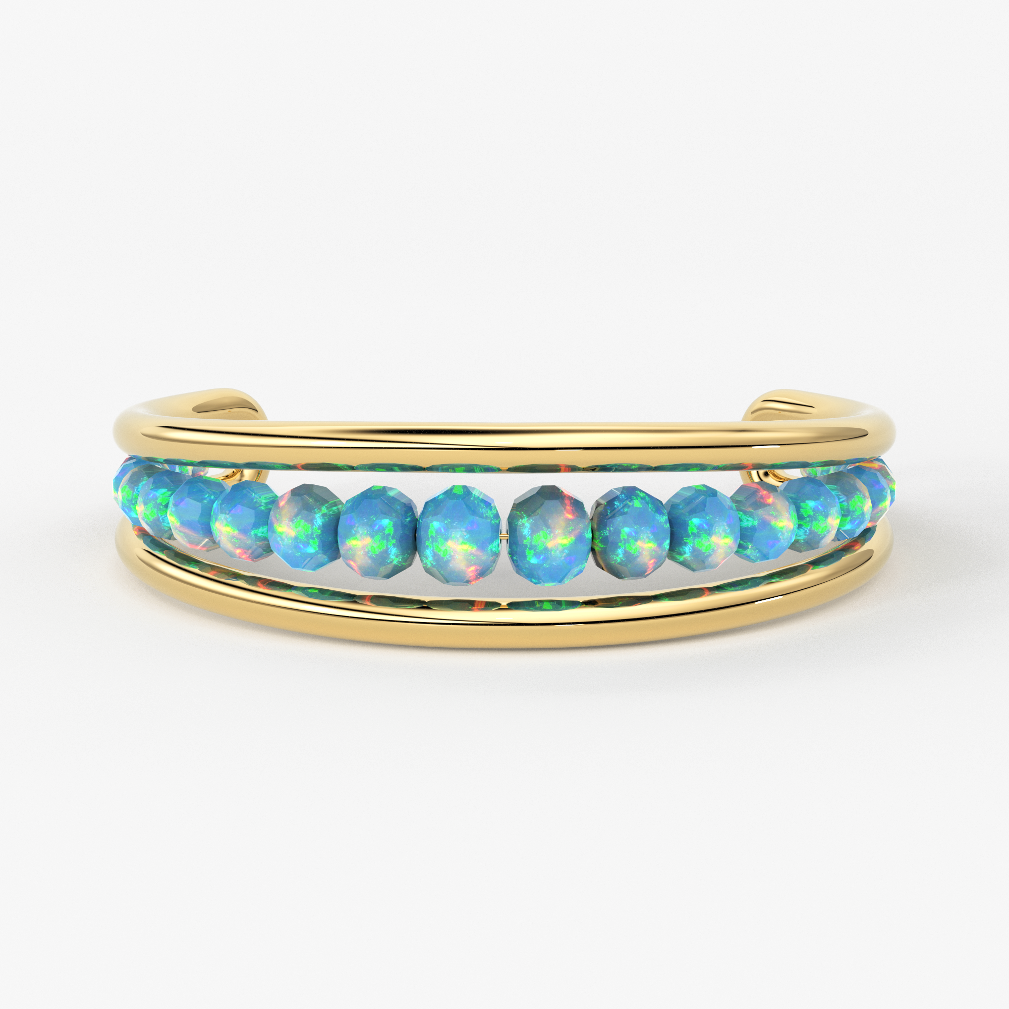 Opal Solid Gold Cuff Bracelet