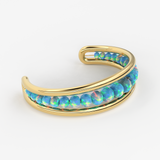 Opal Solid Gold Cuff Bracelet