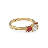 14k Gold Diamond Engagement Ring / 5.00mm Round Diamond Ruby Ring / Unique Natural Ruby and Diamond Ring / July Birthstone Gift