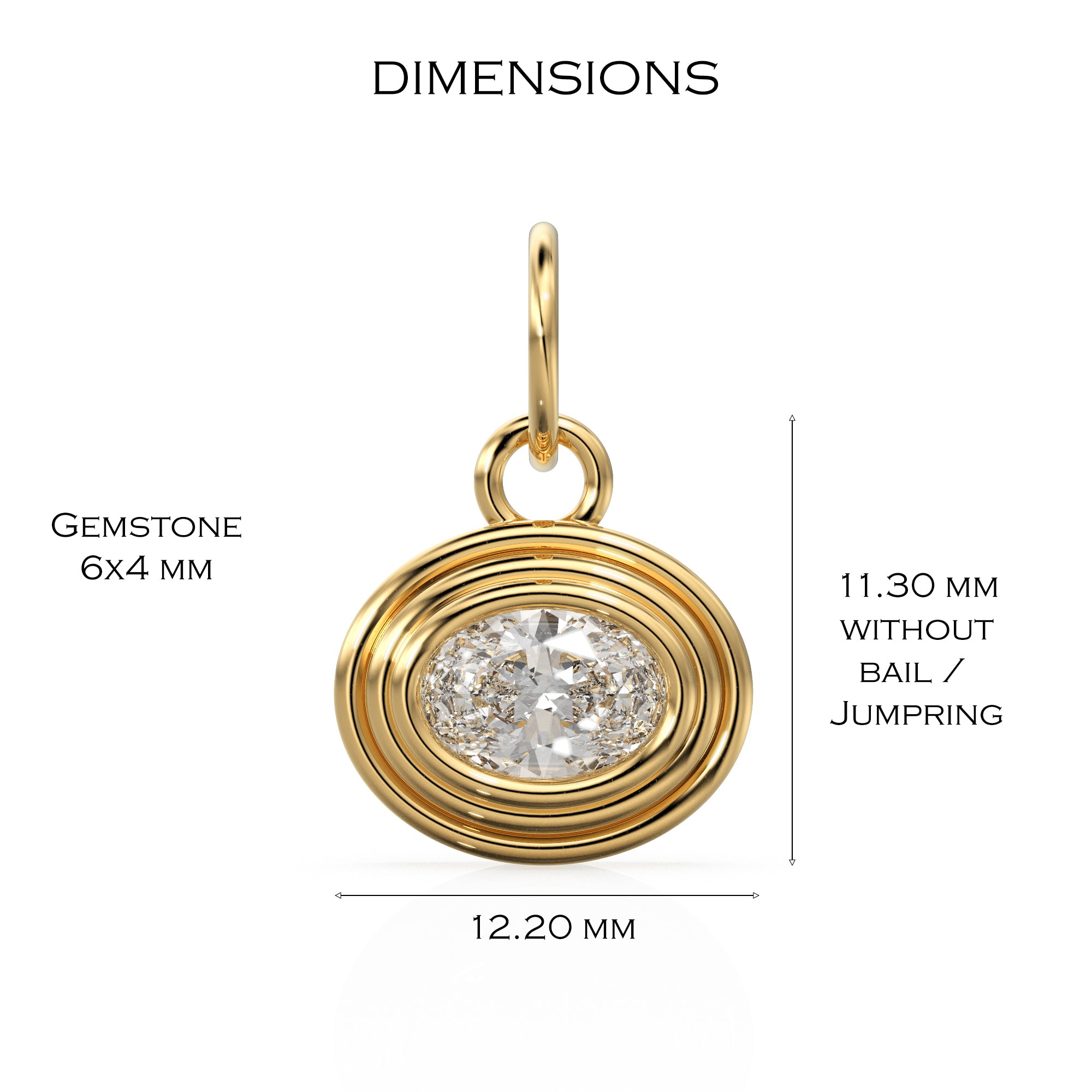 0.50 carat Natural Diamond Gold Pendant 14k Yellow Solid Gold Bubble Bezel Charm Pendant Brilliant Oval Diamond Bezel 18K Gold Jewelry Finding