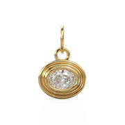 0.50 carat Natural Diamond Gold Pendant 14k Yellow Solid Gold Bubble Bezel Charm Pendant Brilliant Oval Diamond Bezel 18K Gold Jewelry Finding