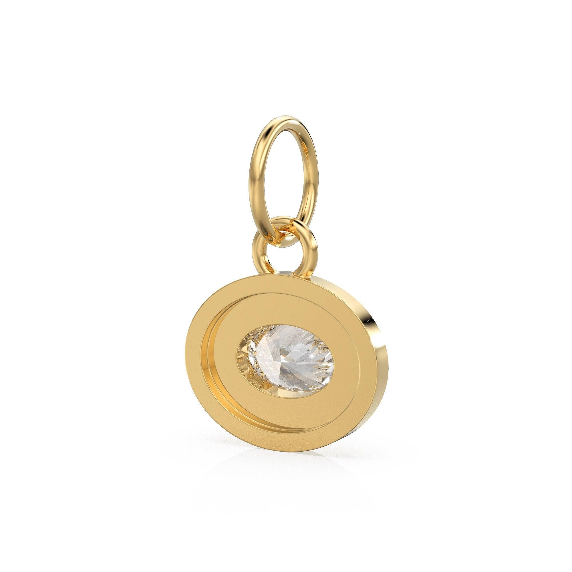 0.50 carat Natural Diamond Gold Pendant 14k Yellow Solid Gold Bubble Bezel Charm Pendant Brilliant Oval Diamond Bezel 18K Gold Jewelry Finding