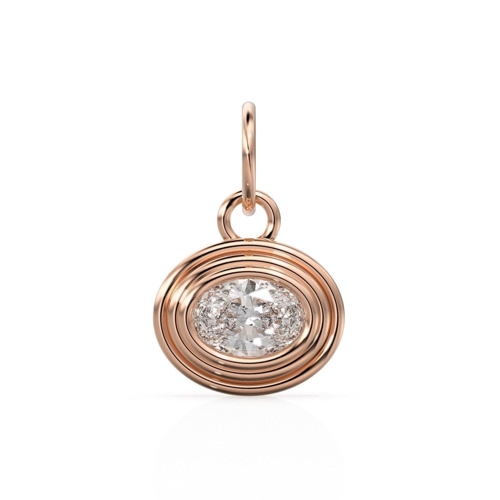 0.50 carat Natural Diamond Gold Pendant 14k Yellow Solid Gold Bubble Bezel Charm Pendant Brilliant Oval Diamond Bezel 18K Gold Jewelry Finding