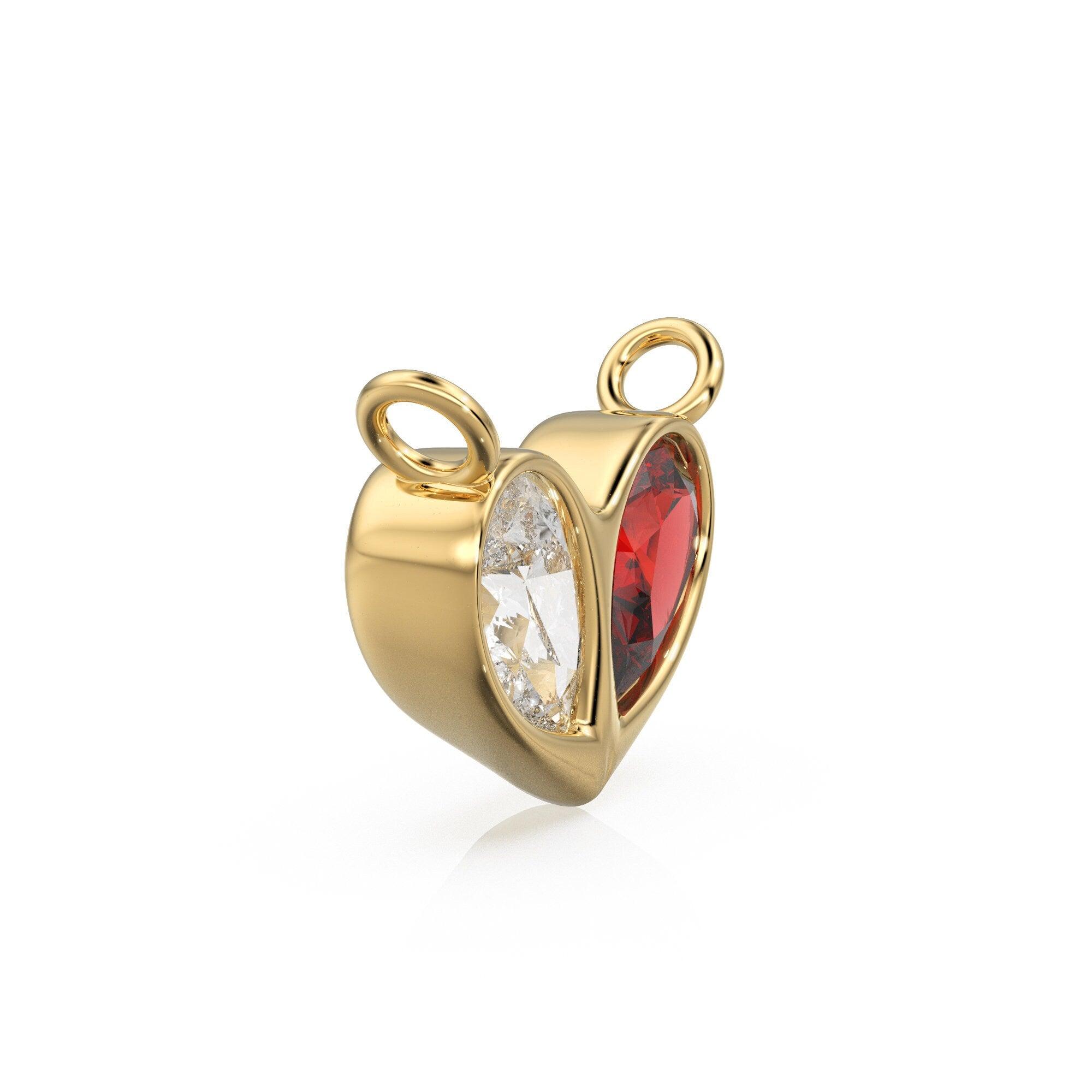 0.70ct Jumbo Sweetheart Ruby Diamond Heart Solid Gold Pendant Gift for him or her / Love Charm
