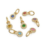 10mm 14K solid Yellow Gold Diamond Natural Emerald Round Coin Shape Charm Necklace Pendant