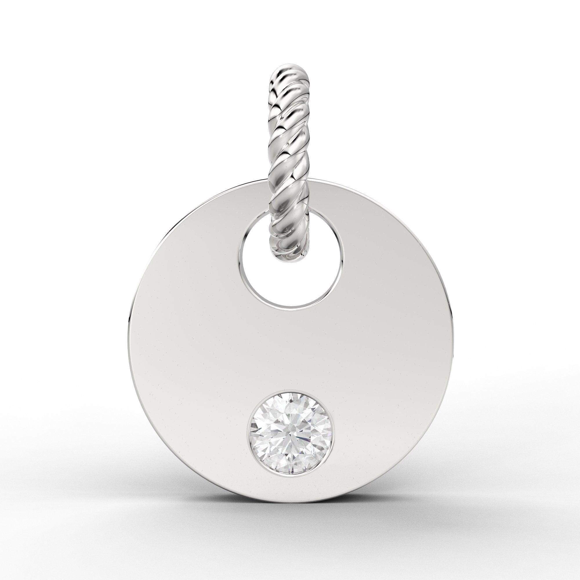 10mm Round Diamond 14k Solid Gold Charm Pendant, Diamond Pendant, Diamond Charm, Solid Gold Finding